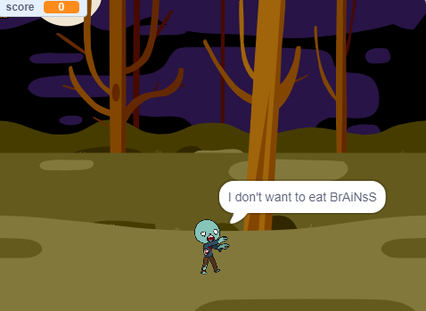 Image of Jimmy the Zombie saying, "Don't want brains".  