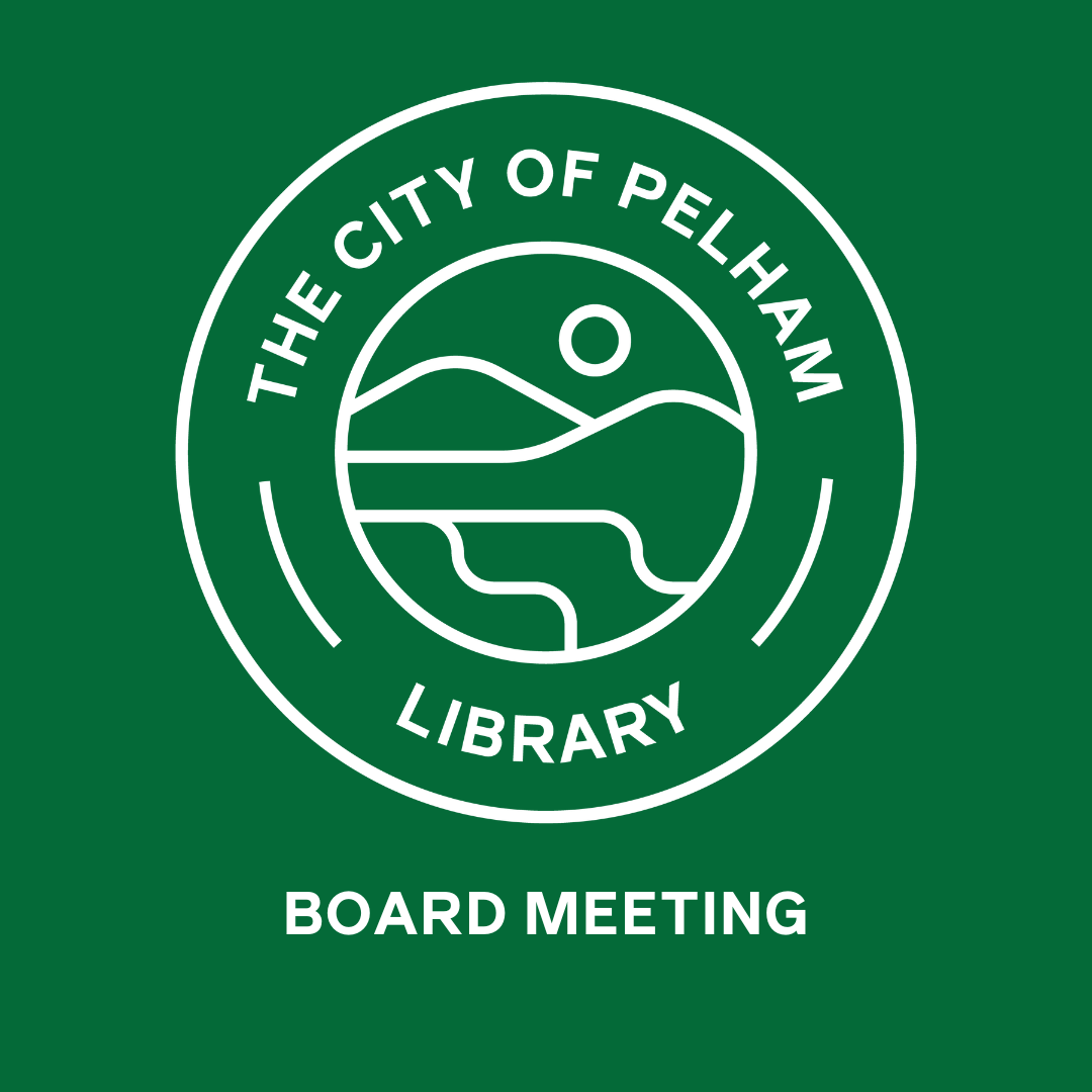 City of Pelham Library Seal in white on green background