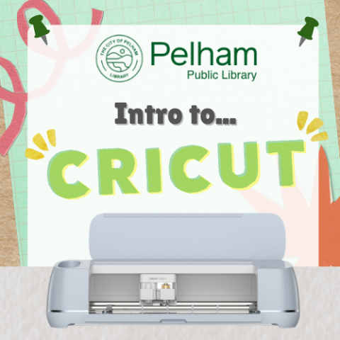 Green text over a white and light green background with the words "Intro to Cricut".