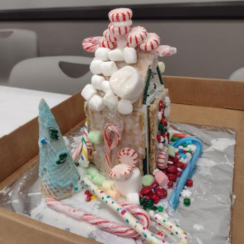 Image of decorated gingerbread house