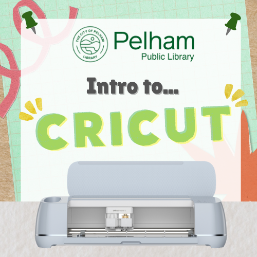 Green text over a white and light green background with the words "Intro to Cricut".