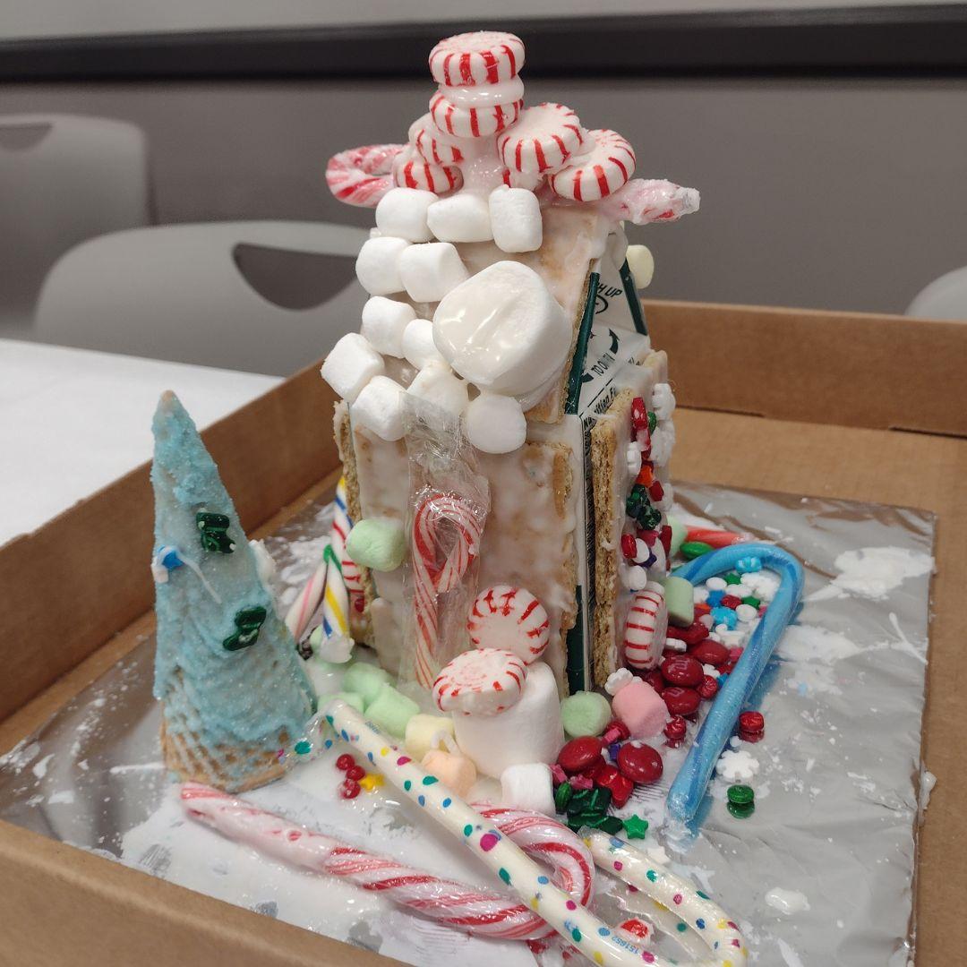 Image of decorated gingerbread house